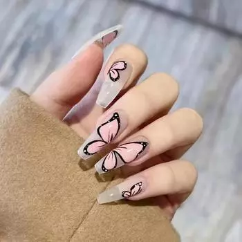 Искусственные ногти Длинные носимые ногти Fairy Vitality Butterfly Nail Art Fresh Pure Desire Накладные ногти