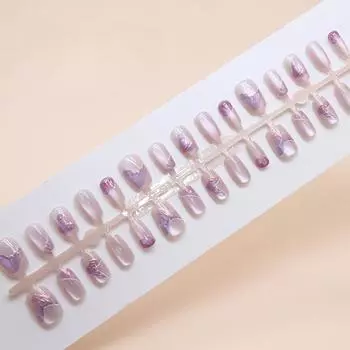 Искусственные ногти Фиолетовый Русалка Одежда Маникюрный патч для ногтей Патч для ногтей Ins Стиль Короткие балетки Короткие T