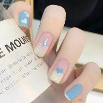 Искусственные ногти Наклейки для ногтей Love Nail Art Небесно-голубые и белые пересекающиеся наклейки для ногтей Wear Nails