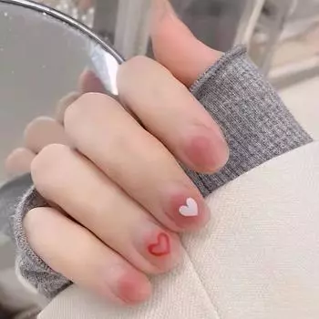 Искусственные ногти Носимая нашивка Матовая любовь Белый персиковый румянец Размазанные накладные ногти