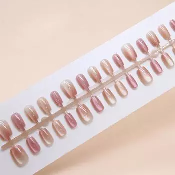 Искусственные ногти Носимый маникюр Весенний стиль Кусочки ногтей Лед Прозрачный кошачий глаз Кусочки ногтей Градиентные патчи для дизайна ногтей Маленькие короткие T Короткие балетки