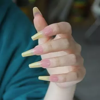 Искусственные ногти полупрозрачные гусино-желтые градиентные носимые накладные ногти маникюрные патчи