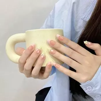 Искусственные ногти ручной работы Dream Garden Tulip Pink Фототерапевтические ногти Накладные ногти Многоразовые и съемные ногти XS