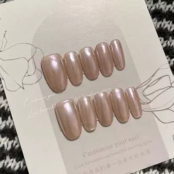 Искусственные ногти ручной работы, глазурь розового золота, фототерапевтические ногти, накладные ногти, многоразовые и съемные ногти XS