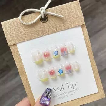 Искусственные ногти ручной работы, граффити Star Dream, милые фототерапевтические ногти, многоразовые и съемные ногти 1pcs Transparent jelly gl