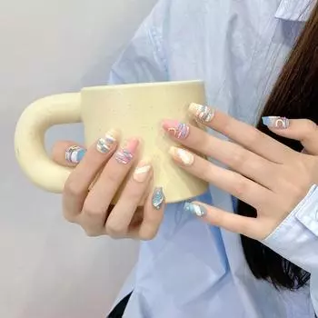 Искусственные ногти ручной работы, матовый, ручная роспись, масляная живопись, ногти для фототерапии с дофамином, накладные ногти, многоразовые и съемные ногти XS