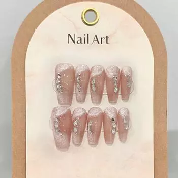 Искусственные ногти ручной работы, оригинальный градиент, французский кошачий глаз, бриллиантовые слезы, набор накладных ногтей с клеем, многоразовый и съемный пресс для ногтей XS