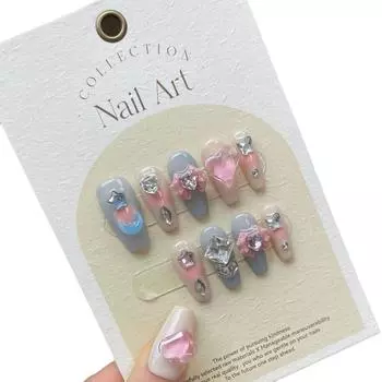 Искусственные ногти ручной работы Sweet Mocha Diamond Dream Candy Phototherapy Nails многоразовые и съемные Long Trapezoid-XS