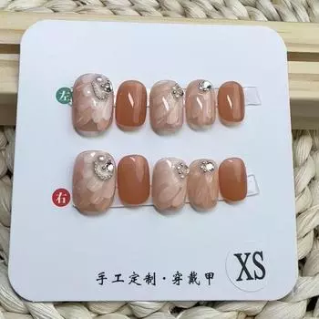 Искусственные ногти ручной работы во французском стиле ретро, элитные легкие, роскошные ногти для фототерапии, многоразовые и съемные ногти 1pc extra tool kit