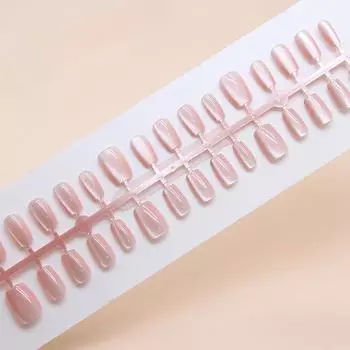 Искусственные ногти Сплошной цвет телесного цвета Пудра Носимые ногти Съемные ледяные прозрачные накладные ногти 30 шт. Короткие кусочки дизайна ногтей с Т-кодом Кусочки ногтей