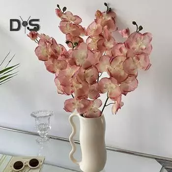 Искусственные орхидеи-мотыльки, реалистичные искусственные шелковые цветы, свадебная вечеринка, домашний офис, центральный элемент стола, искусственный фаленопсис, цветочная ветка, украшение шампанского