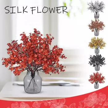 Искусственные осенние цветы, шелковые цветы, 5 шт., оранжевые искусственные цветы для украшения, искусственные цветы Babys Breath для осеннего праздника Thinksgiving One Size оранжевый