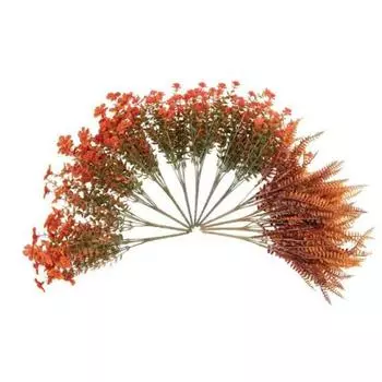 Искусственные осенние цветы Устойчивые к УФ-лучам Искусственные фиалки Веточки с кленовыми листьями Оранжевые Реалистичные искусственные растения для осени Дня благодарения Домашнее Внутреннее Наружное Украшение 12pcs