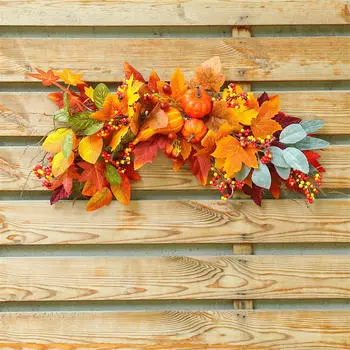 Искусственные осенние кленовые листья гирлянда тыква Хэллоуин День благодарения украшение ужин