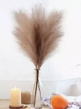 Искусственные пампасные травы, ветки, растения, искусственная пампасная трава, набор из 4 стеблей, большие, 43 /110 см в высоту, для домашнего декора кухни в стиле бохо бежевый