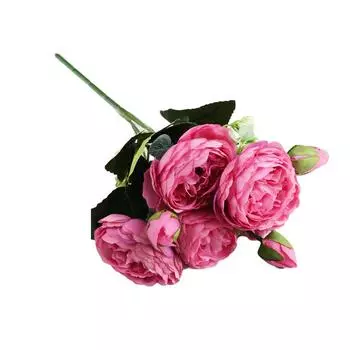 Искусственные пионы, шелковые цветы, букет из пяти головок, искусственные розы для вечеринки, вазы, украшения свадебного стола