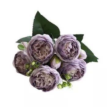 Искусственные пионы, шелковые цветы, букет из пяти головок, искусственные розы для вечеринки, вазы, украшения свадебного стола