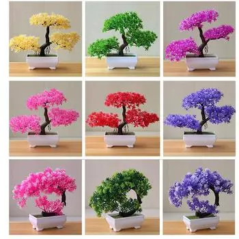 Искусственные пластиковые растения бонсай Маленькое дерево Имитация горшка Стол Горшечные украшения Цветочная композиция для сада Декор для домашнего стола 20*26cm