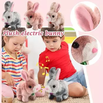 Искусственные плюшевые электрические кролики, зайчики-галстуки, ходят и пищат, куклы-девочки One Size коричневый