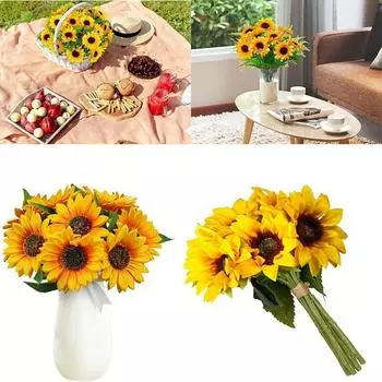 Искусственные подсолнухи, ромашки, сад, свадьба, вечеринка, декор, лист
