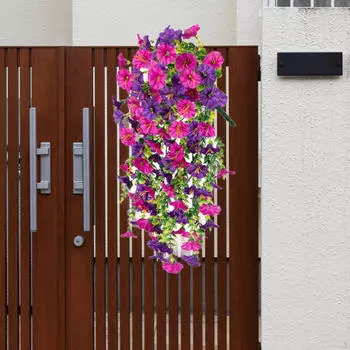 Искусственные подвесные цветы гирлянда для украшения стен искусственные растения для улицы 76 см Rose Red Purple