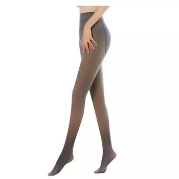 Искусственные полупрозрачные теплые флисовые колготки — черный/серый/кофейный серый