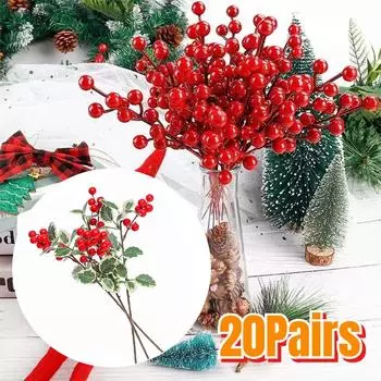 Искусственные ягоды, красные, золотые, серебряные, искусственные ягоды, ветка, тычинки вишни, рождественский венок своими руками, украшение для новогодней вечеринки B-2pcs