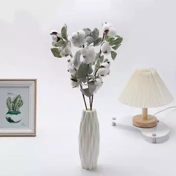 Искусственные растения из искусственного хлопка, ветки, искусственные цветы, обеденный стол, домашний декор, цветочная композиция, искусственный хлопок, зеленый лист, букет 62 см 1pc