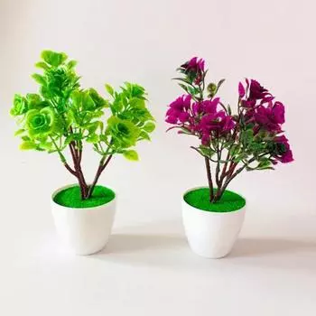 Искусственные растения в горшках, искусственные цветы, бонсай, украшения для дома, настольный декор для отеля
