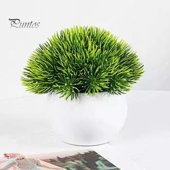 Искусственные растения в горшках, реалистичные искусственные зеленые растения, шар, украшение для домашнего офиса, центральный элемент стола, пластиковый искусственный зеленый горшок для растений, украшение I