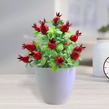 Искусственные растения в горшках, реалистичные поддельные мини-фрукты, дерево, центральный элемент для домашнего офиса, пластиковая горшечная зелень, бонсай, внутреннее и наружное украшение F