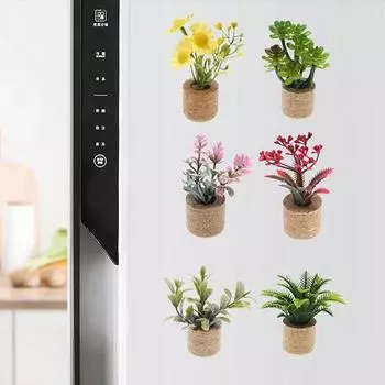 Искусственные растения в горшках Yousheng, магнит на холодильник, домашний офис, кухонный шкафчик, холодильник, 3D, миниатюрный пробковый горшок, искусственный цветок, магнитное украшение, орнамент A