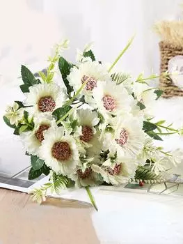 Искусственные ромашки, солнечный цветок, 1 букет, 7 голов, герберы, искусственные хризантемы, искусственные цветы, используемые для сада, дома, свадебного украшения розовый