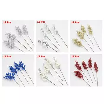 Искусственные рождественские блестящие красные ягодные стебли, упаковка из 12 штук, украшение для рождественской елки своими руками The big red