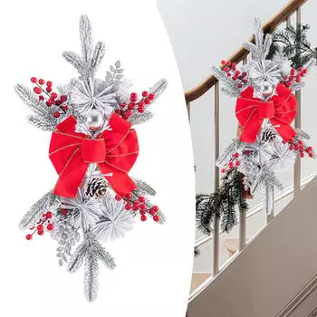 Искусственные рождественские гирлянды, венок для лестницы, для входной двери, подарки, украшения, 45 cm Pink Bowknot