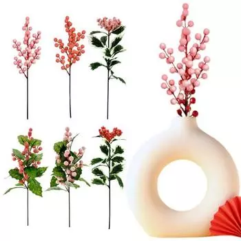 Искусственные розовые ягодные стебли, рождественские красные ягодные палочки, искусственные ягодные ветки для рождественской елки, поделки своими руками, свадебный праздничный домашний декор D