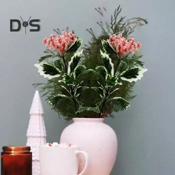 Искусственные розовые ягодные стебли, рождественские красные ягодные палочки, искусственные ягодные ветки для рождественской елки, поделки своими руками, свадебный праздничный домашний декор C