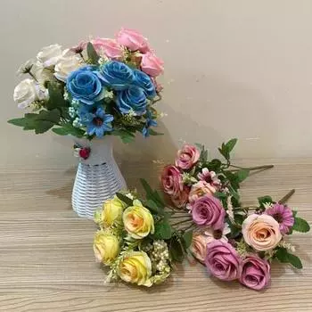 Искусственные розы, реквизит для фотосессии без полива, искусственный шелковый цветок, привлекательный яркий внешний вид, ложные розы для дома розовый