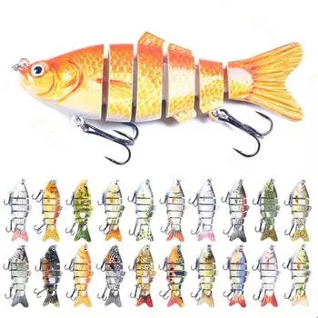 Искусственные рыболовные приманки 10 см/18 г, 6 сегментов, ложная жесткая приманка, рыболовные снасти, приманка для плавания, воблер с тройными крючками 10#