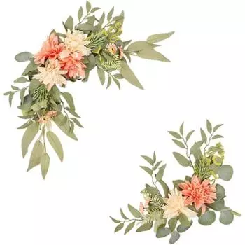 Искусственные шелковые цветы Свадебный приветственный знак Цветочный гирлянда (Упаковка из 2 шт.) для свадебной вечеринки, приема, входа, приветственного знака, настенного украшения, декора белый