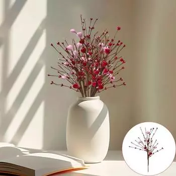 Искусственные стебли ягод, украшение, яркий цвет, реалистичный вид, вечеринка ко Дню святого Валентина, искусственные сердца, цветы, украшения для вечеринки E