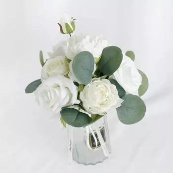 Искусственные свадебные цветы Букеты Искусственные цветы Свадебный букет для невесты, деревенские свадебные букеты для невесты Шелковый круглый бежевый