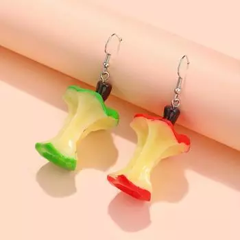 Искусственные трехмерные серьги с фруктовыми сердечниками Pop Sensens Милые забавные серьги с яблочными сердечниками