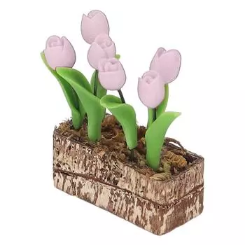 Искусственные тюльпаны Цветочное украшение 1:12 Кукольный Дом Садовый Декор Имитация Модель Миниатюрный Аксессуар розовый