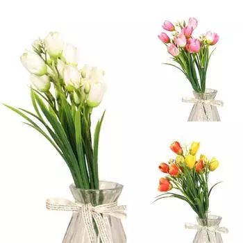 Искусственные тюльпаны, цветы, цветочная композиция, свадебный букет, стол, центральные элементы, устойчивые к ультрафиолетовому излучению для вечеринки, офиса, украшения дома