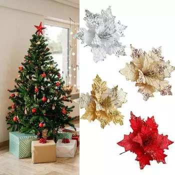 Искусственные украшения своими руками Цветочная композиция Рождественские цветы серебряный