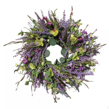 Искусственные венки из лаванды, цветочный венок для входной двери фермерского дома, приветственный подвесной