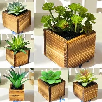 Искусственные зеленые суккуленты, растения, имитация бонсай в горшках, домашний сад, декоры 1#