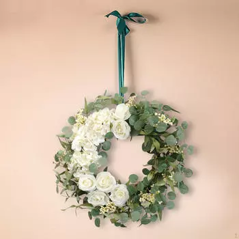 Искусственный эвкалиптовый венок, праздничная гирлянда, украшение для входной двери, весна 45cm