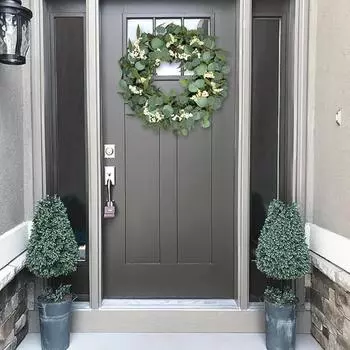 Искусственный эвкалиптовый венок, весенние летние венки для входной двери, белые ягоды, зелень, венок для окна, крыльца, свадьбы, фермерского дома, садовой вечеринки, декор 50x50cm зелёный